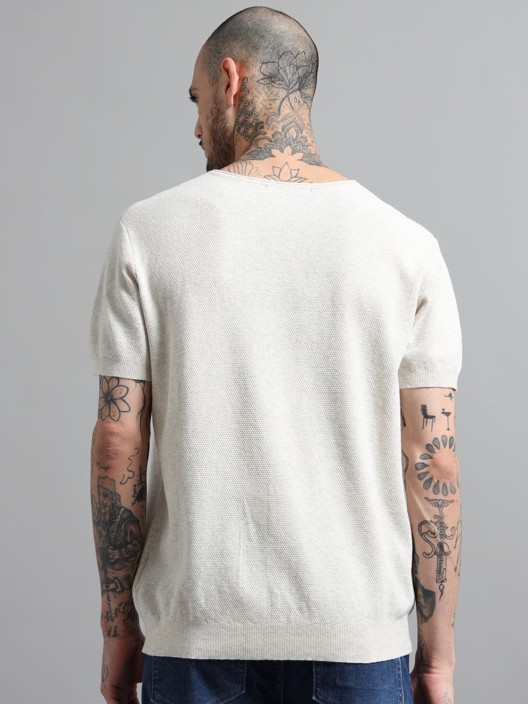 Men's Lightweight Knit V-Neck T-Shirt - Beige