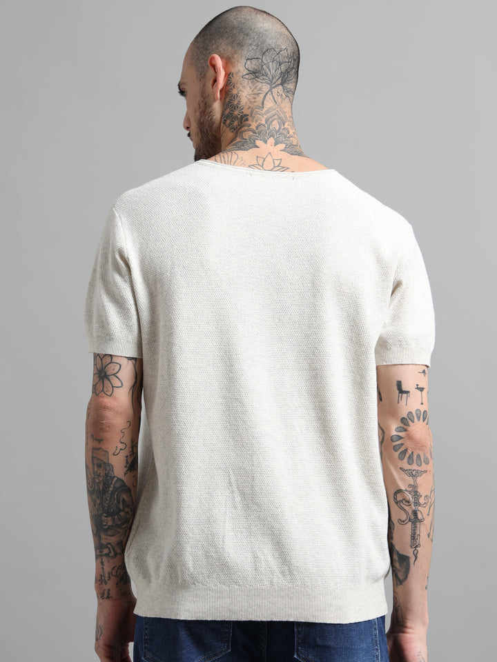 Men's Lightweight Knit V-Neck T-Shirt - Beige