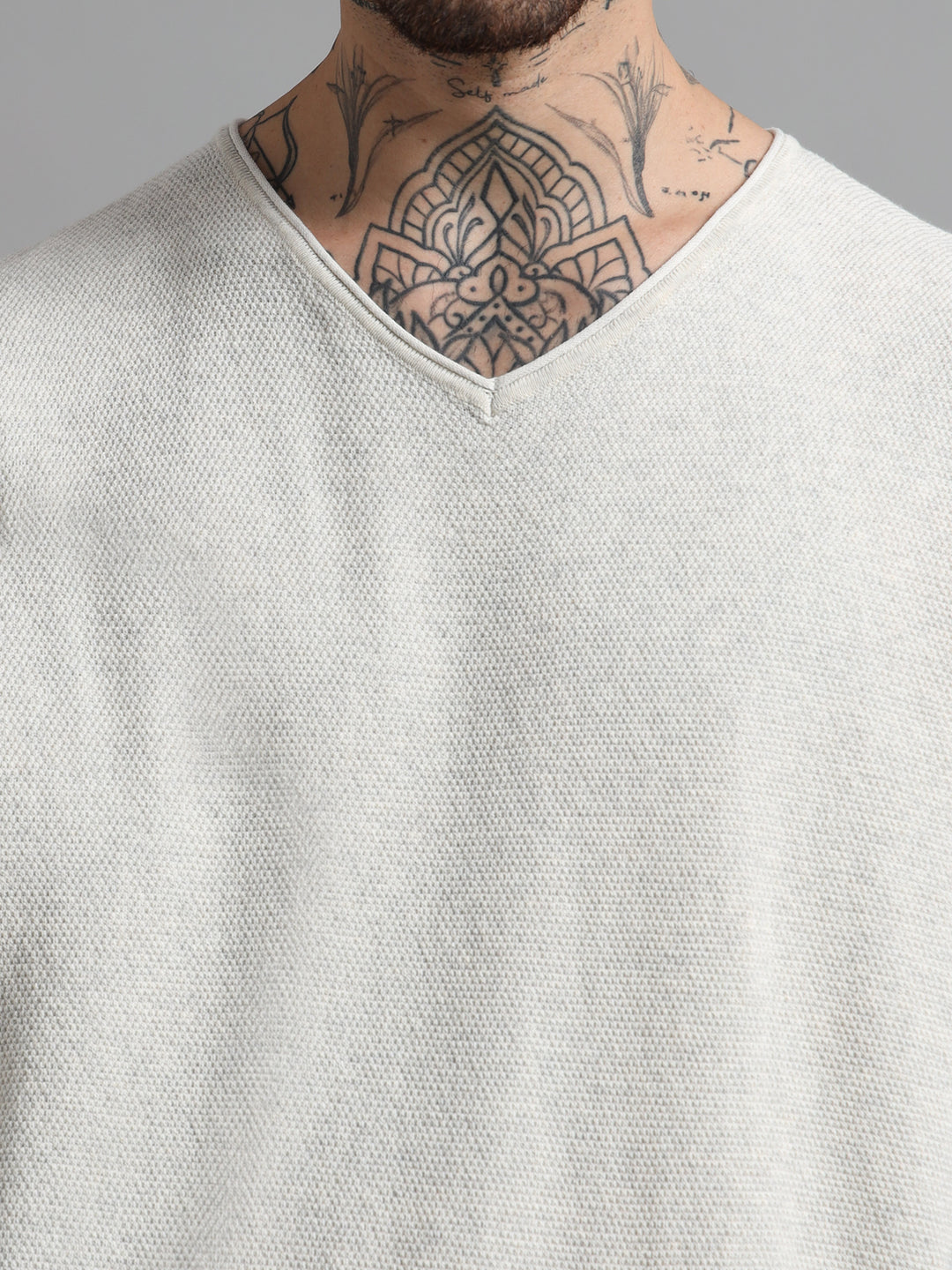 Men's Lightweight Knit V-Neck T-Shirt - Beige