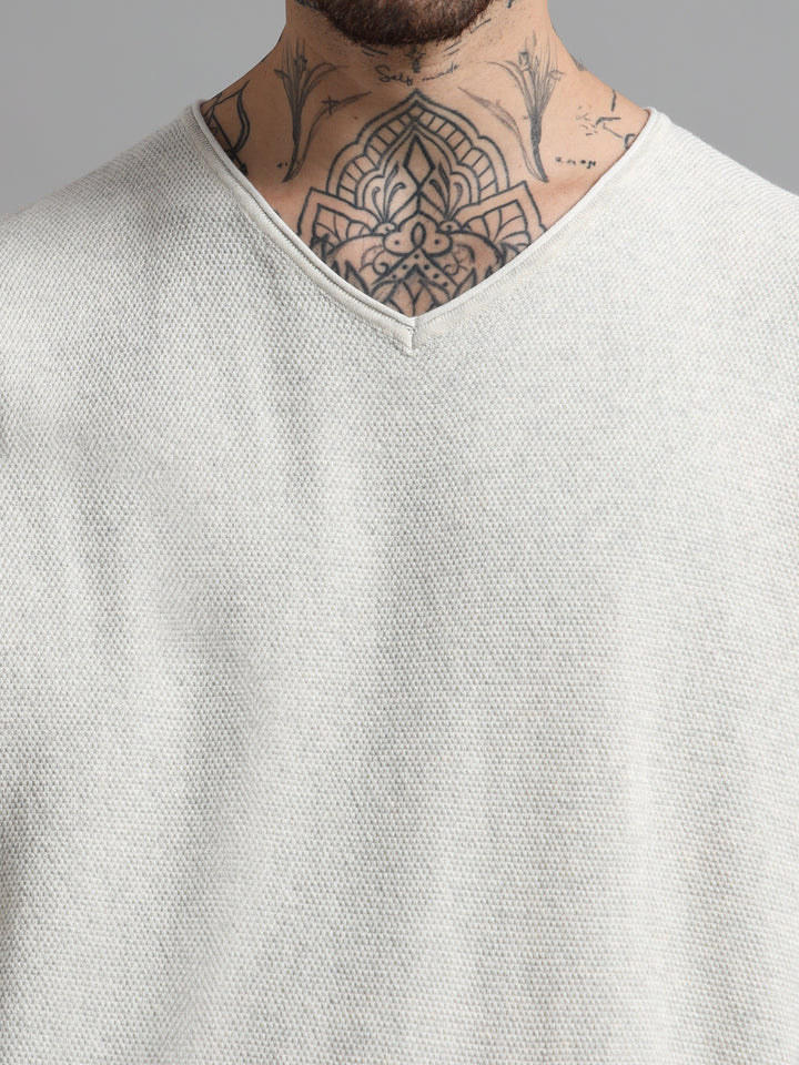Men's Lightweight Knit V-Neck T-Shirt - Beige