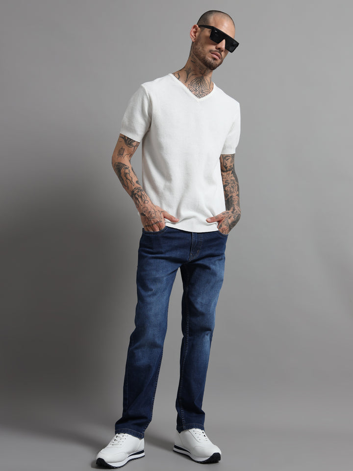 Men's Lightweight Knit V-Neck T-Shirt - White