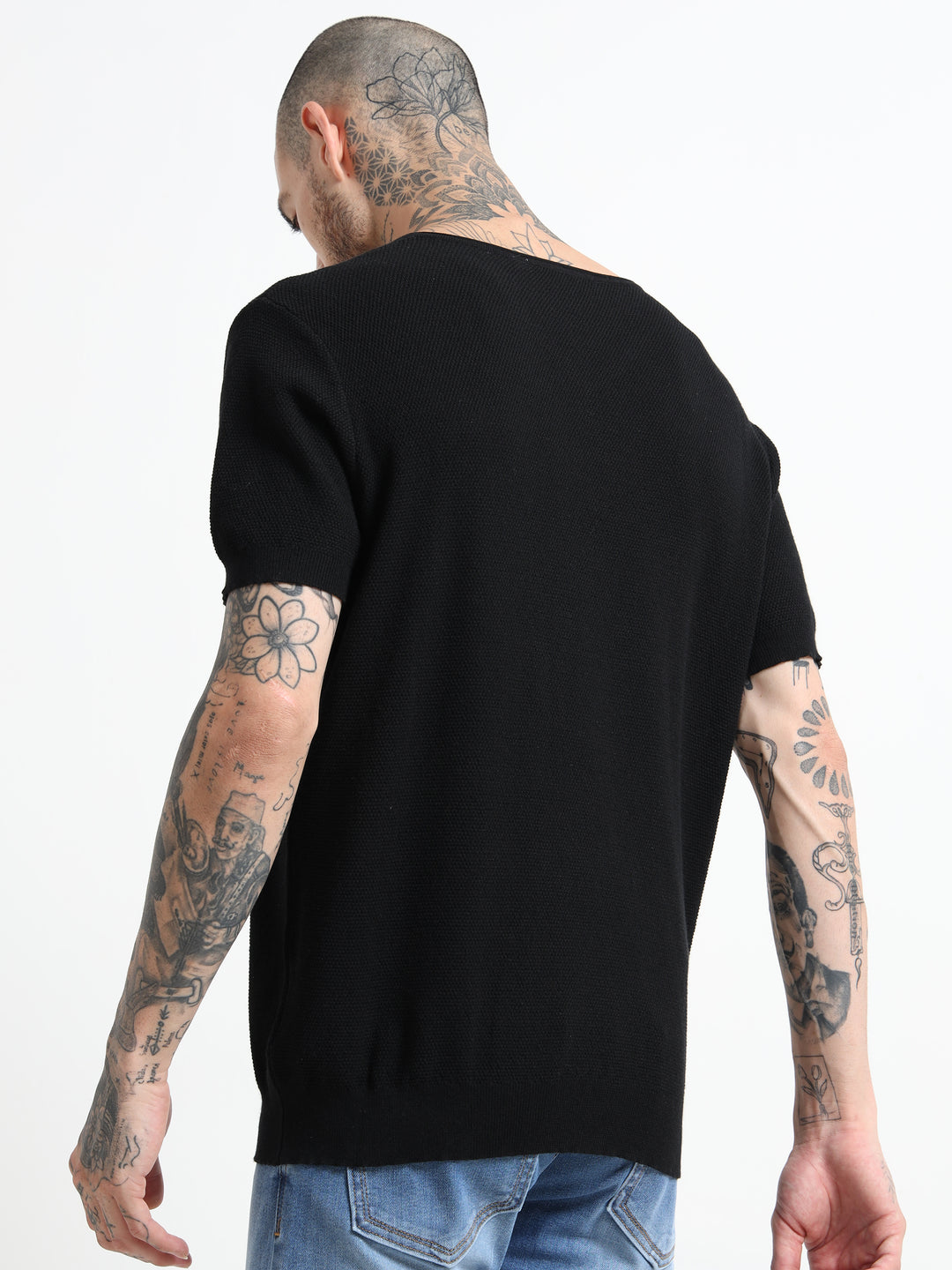Men's Lightweight Knit V-Neck T-Shirt - Black