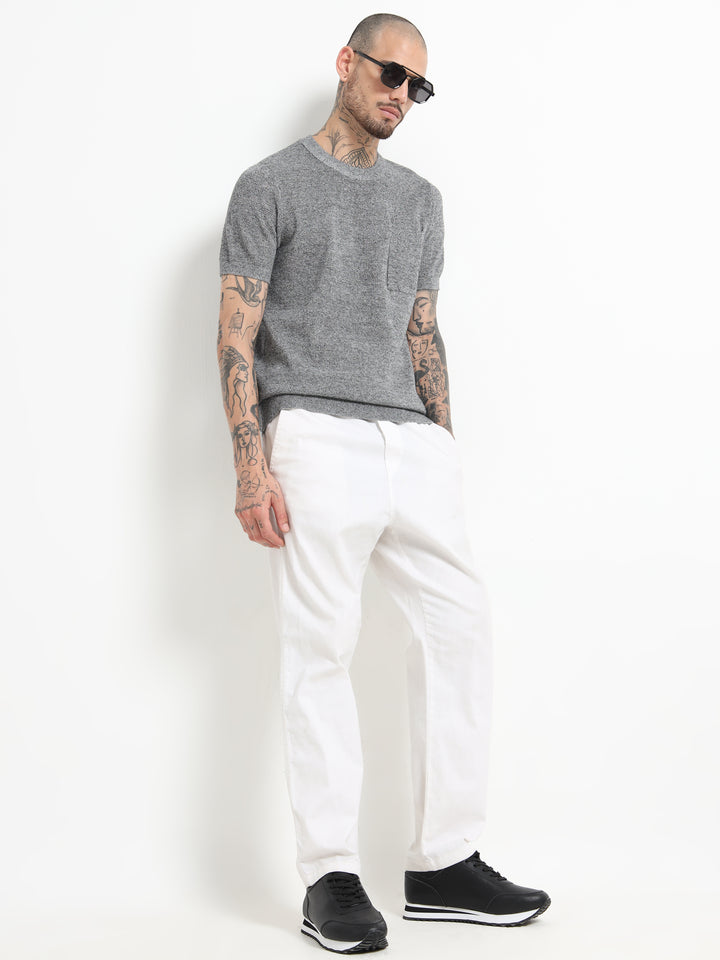 Men's Textured Knit Crew Neck T-Shirt - Dark Gray