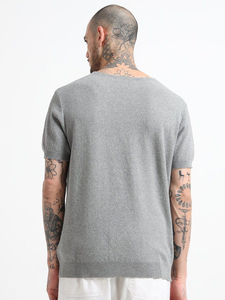 Men's Lightweight Knit V-Neck T-Shirt - Flowery Gray