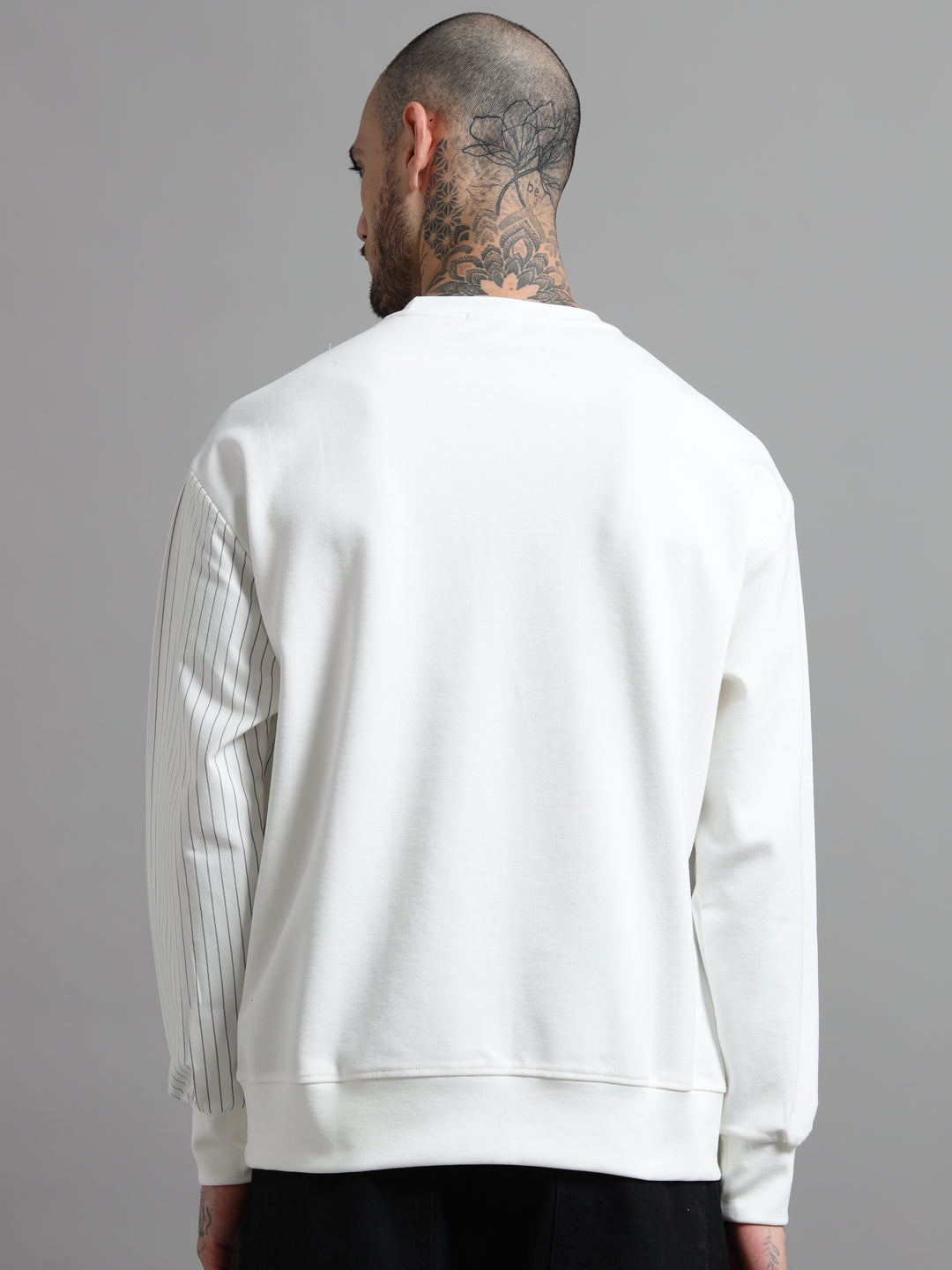 Asymmetric Contrast Panel Sweatshirt - White