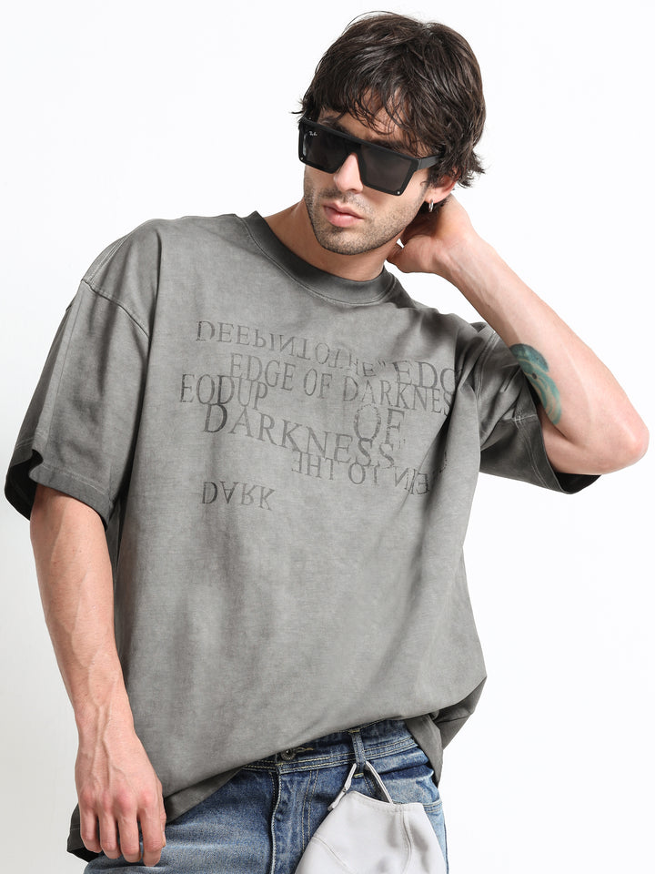 Washed Typography Grey T-Shirt