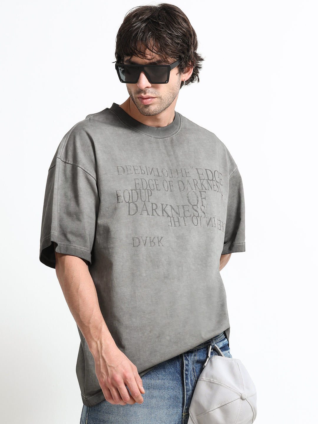 Washed Typography Grey T-Shirt