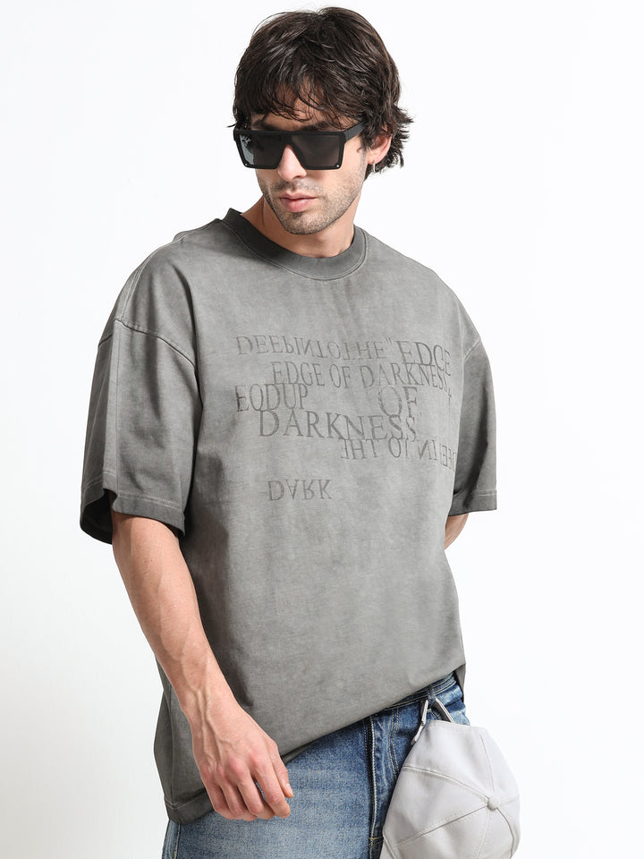 Washed Typography Grey T-Shirt