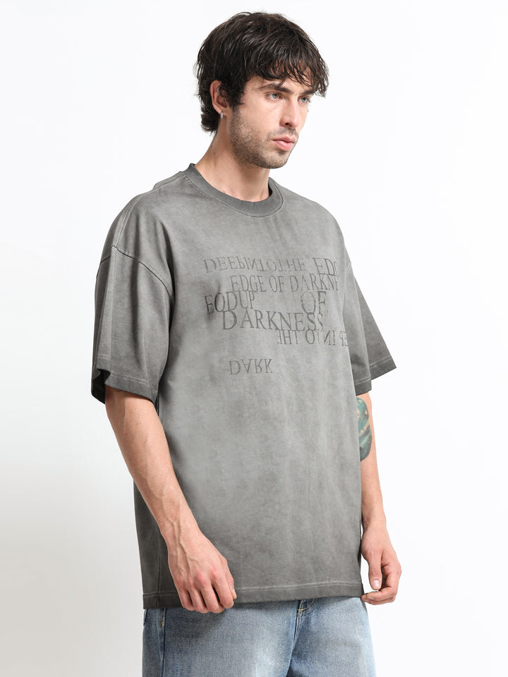 Washed Typography Grey T-Shirt