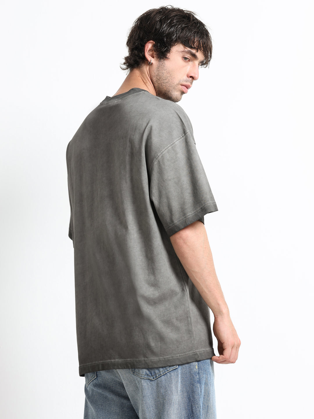 Washed Typography Grey T-Shirt