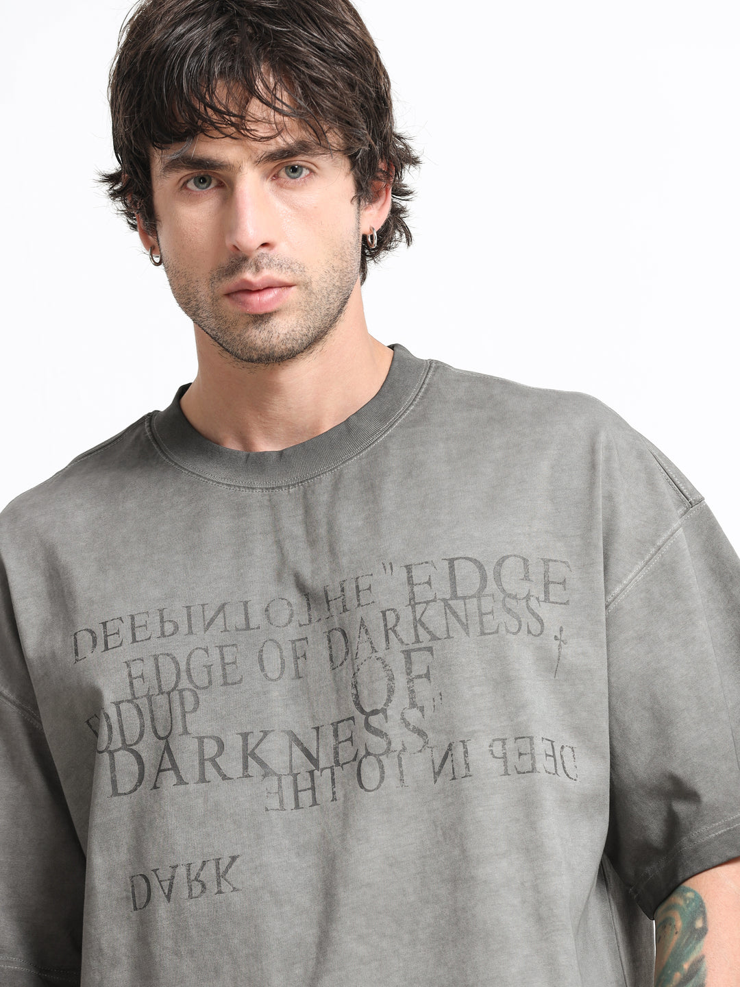 Washed Typography Grey T-Shirt
