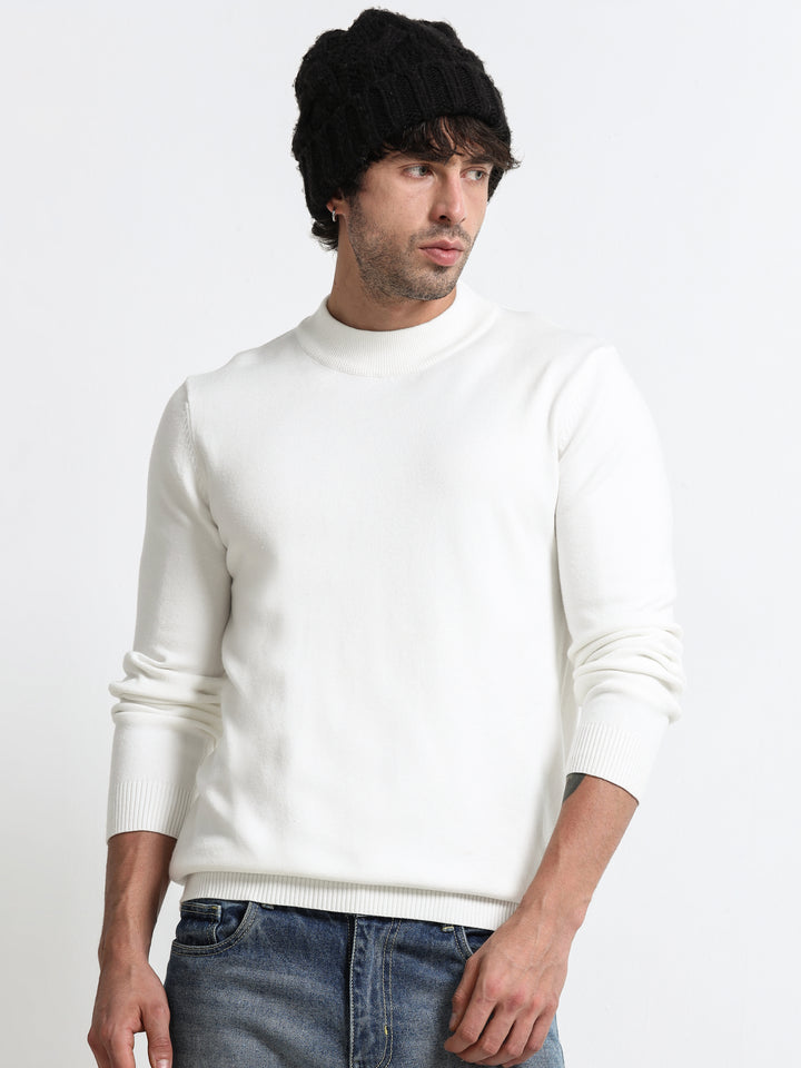 Contour Mock Neck Ivory White Knit