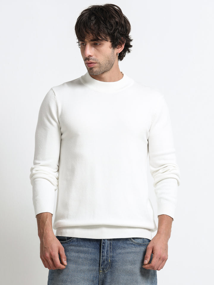 Contour Mock Neck Ivory White Knit