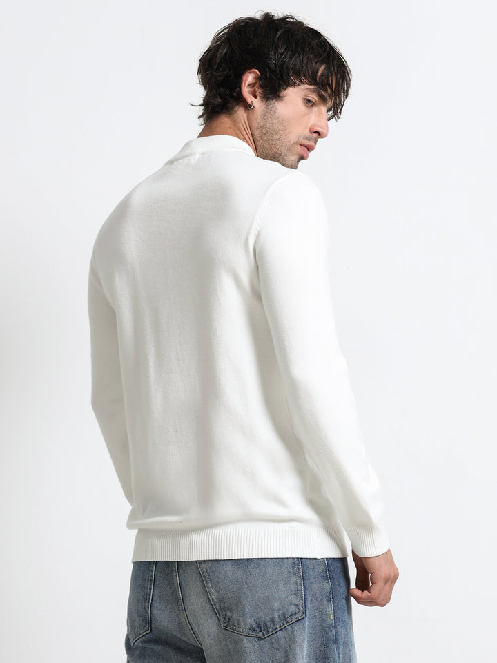 Contour Mock Neck Ivory White Knit