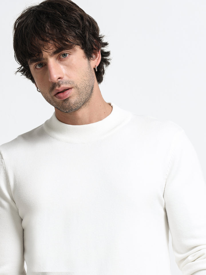 Contour Mock Neck Ivory White Knit