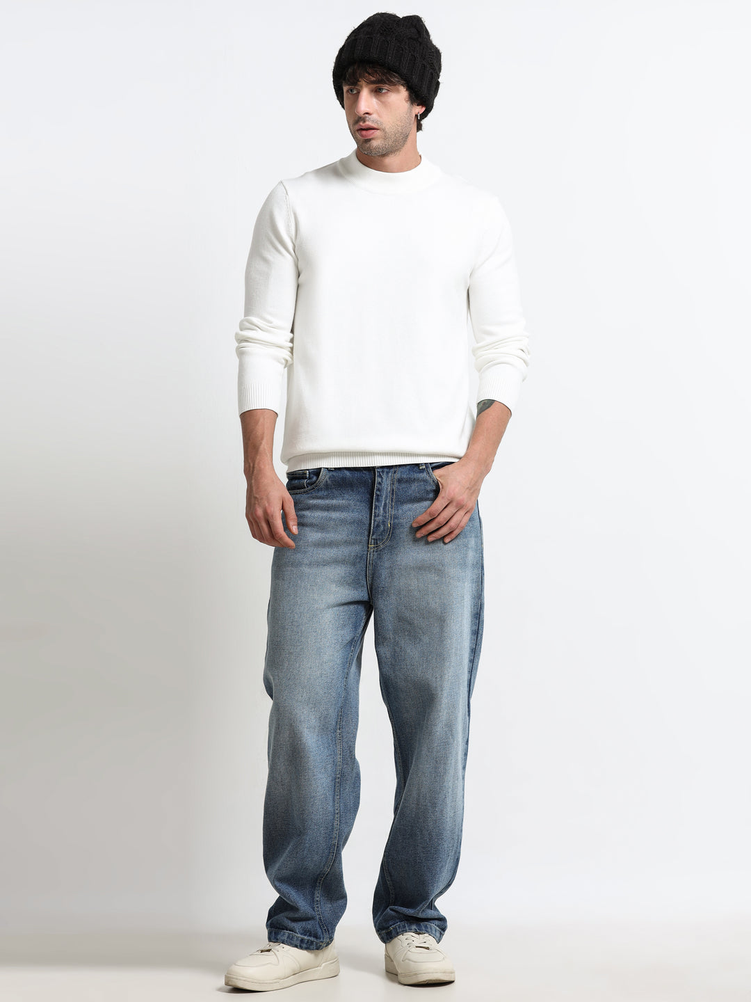 Contour Mock Neck Ivory White Knit
