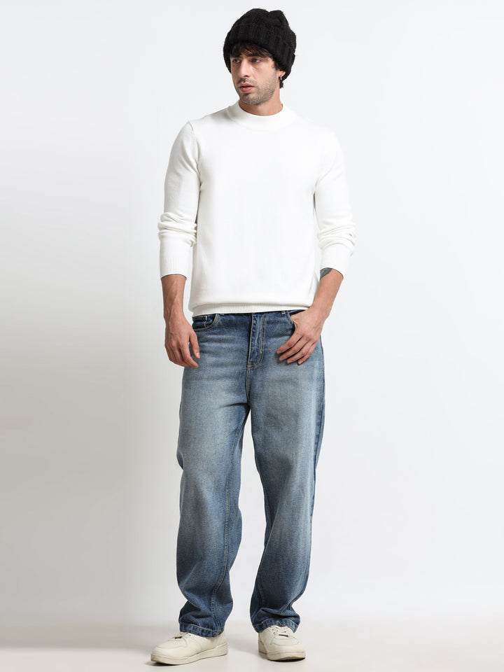 Contour Mock Neck Ivory White Knit