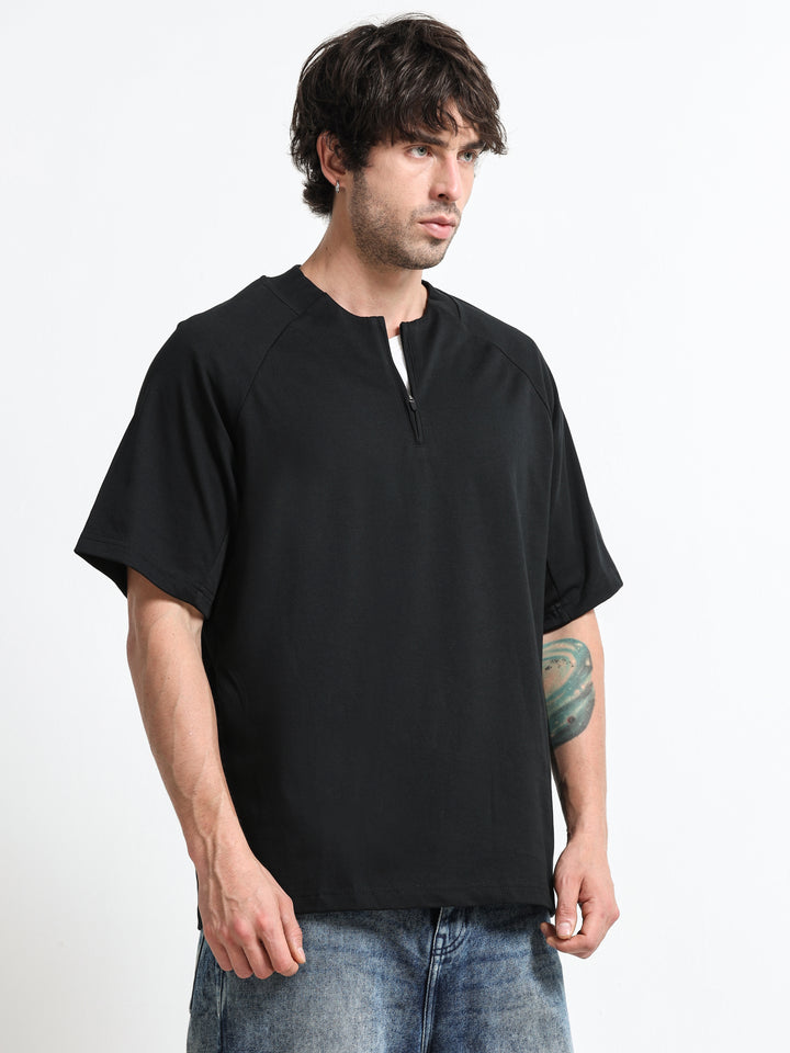 Refined Zipline Jet Black T-Shirt