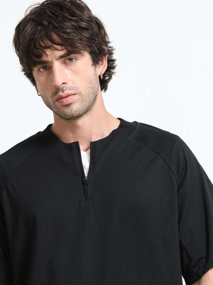 Refined Zipline Jet Black T-Shirt