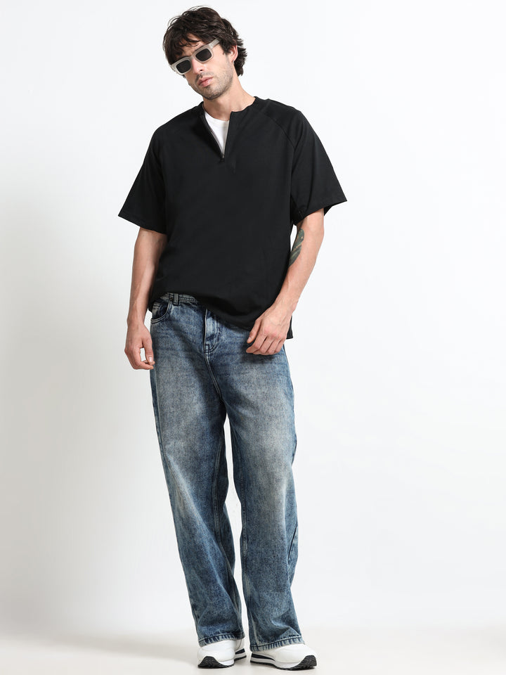Refined Zipline Jet Black T-Shirt