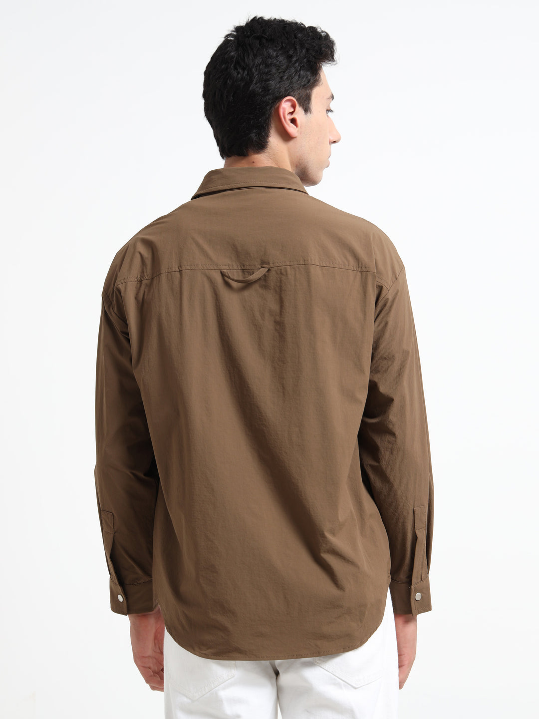 Tactical Style with Cargo Pockets Utility Shirt - Brown