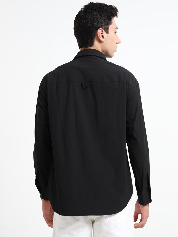 Tactical Style with Cargo Pockets Utility Shirt - Black