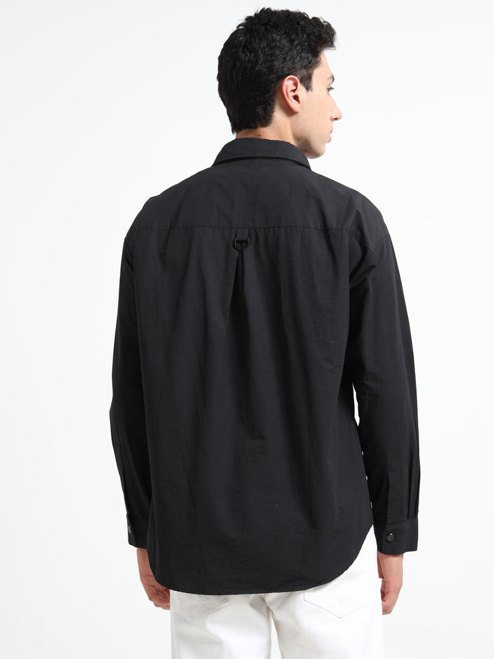 Heavyweight Utility Shirt with Cargo Pockets - Black