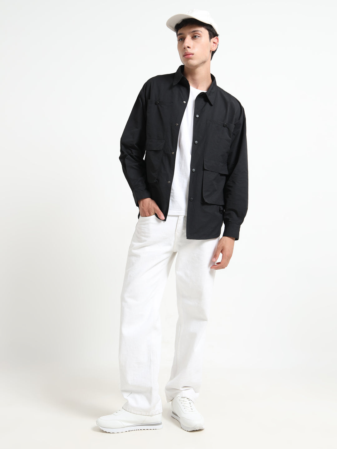Heavyweight Utility Shirt with Cargo Pockets - Black
