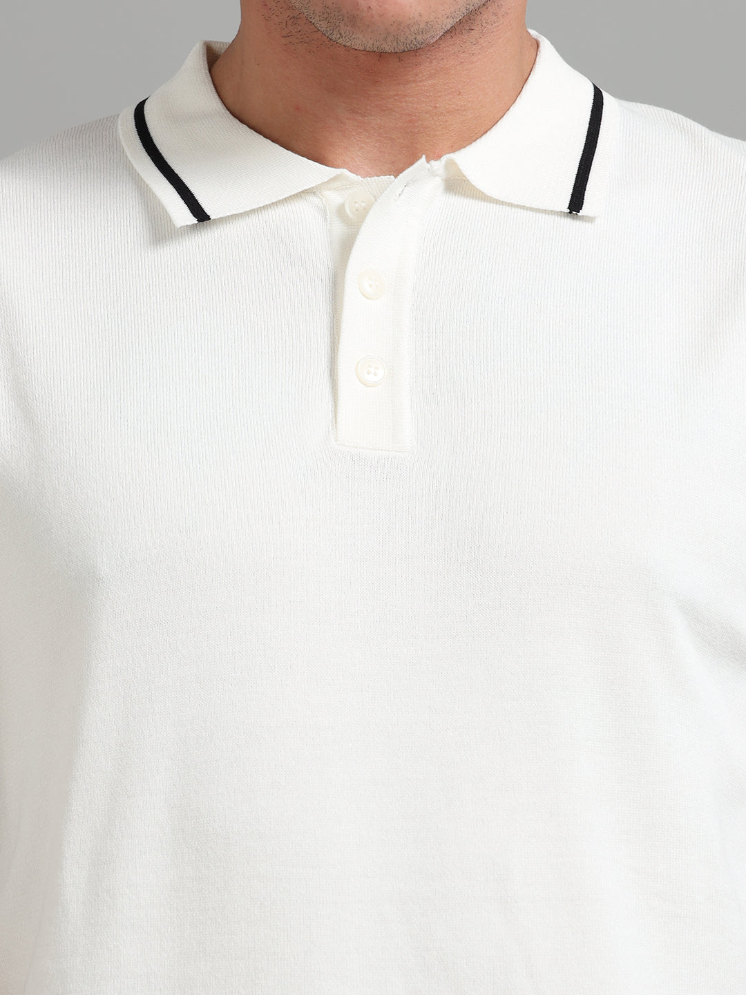Men's Knitted Polo T Shirt - Beige