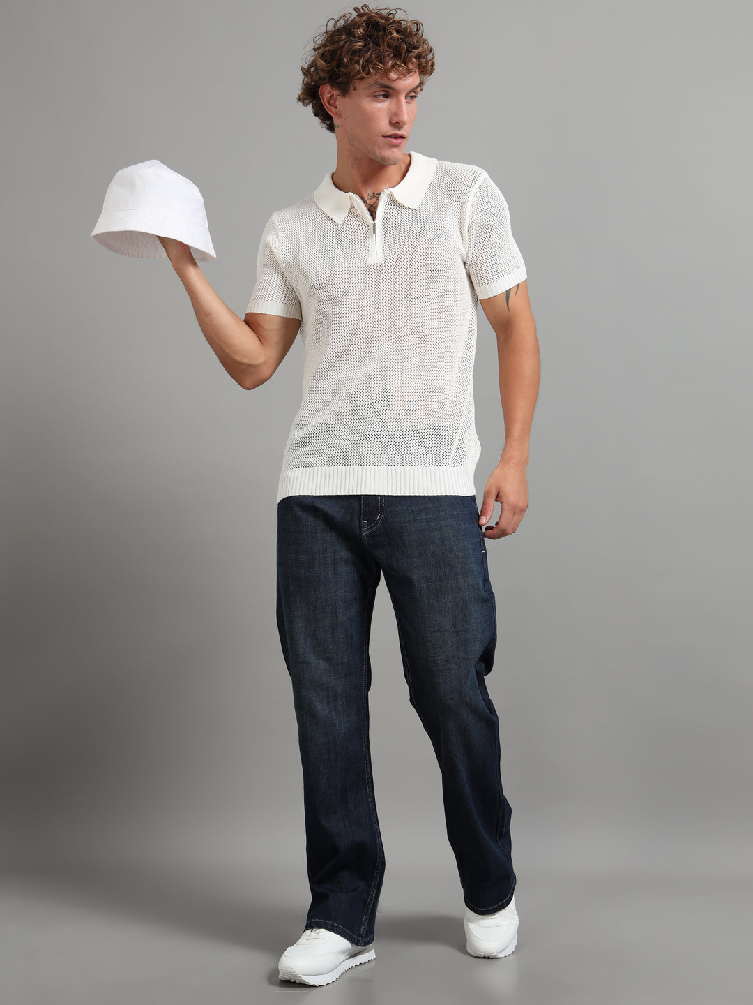Premium Breathable Knitted Mesh Polo - White