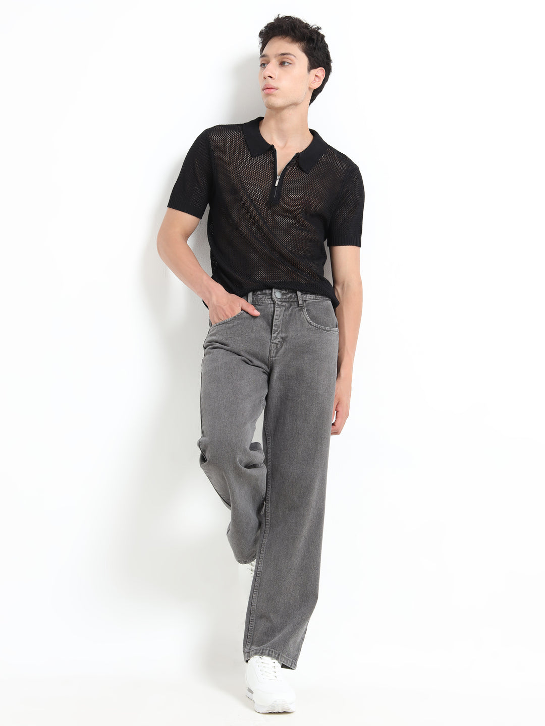 Premium Breathable Knitted Mesh Polo - Black