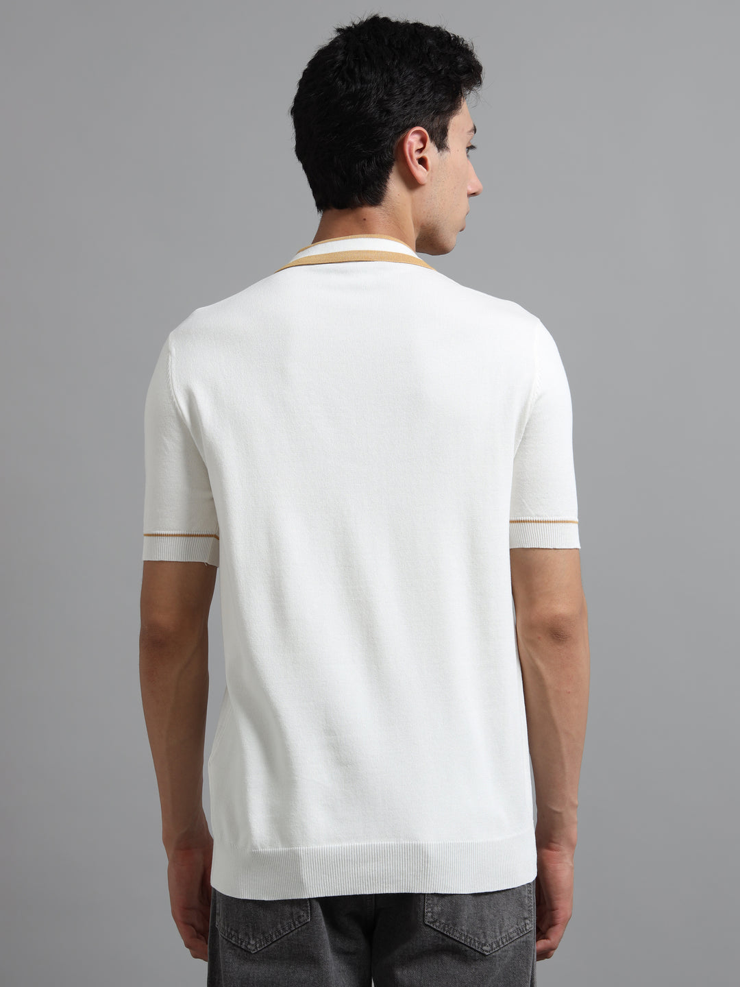 Premium Knitted Polo T-Shirt - Beige