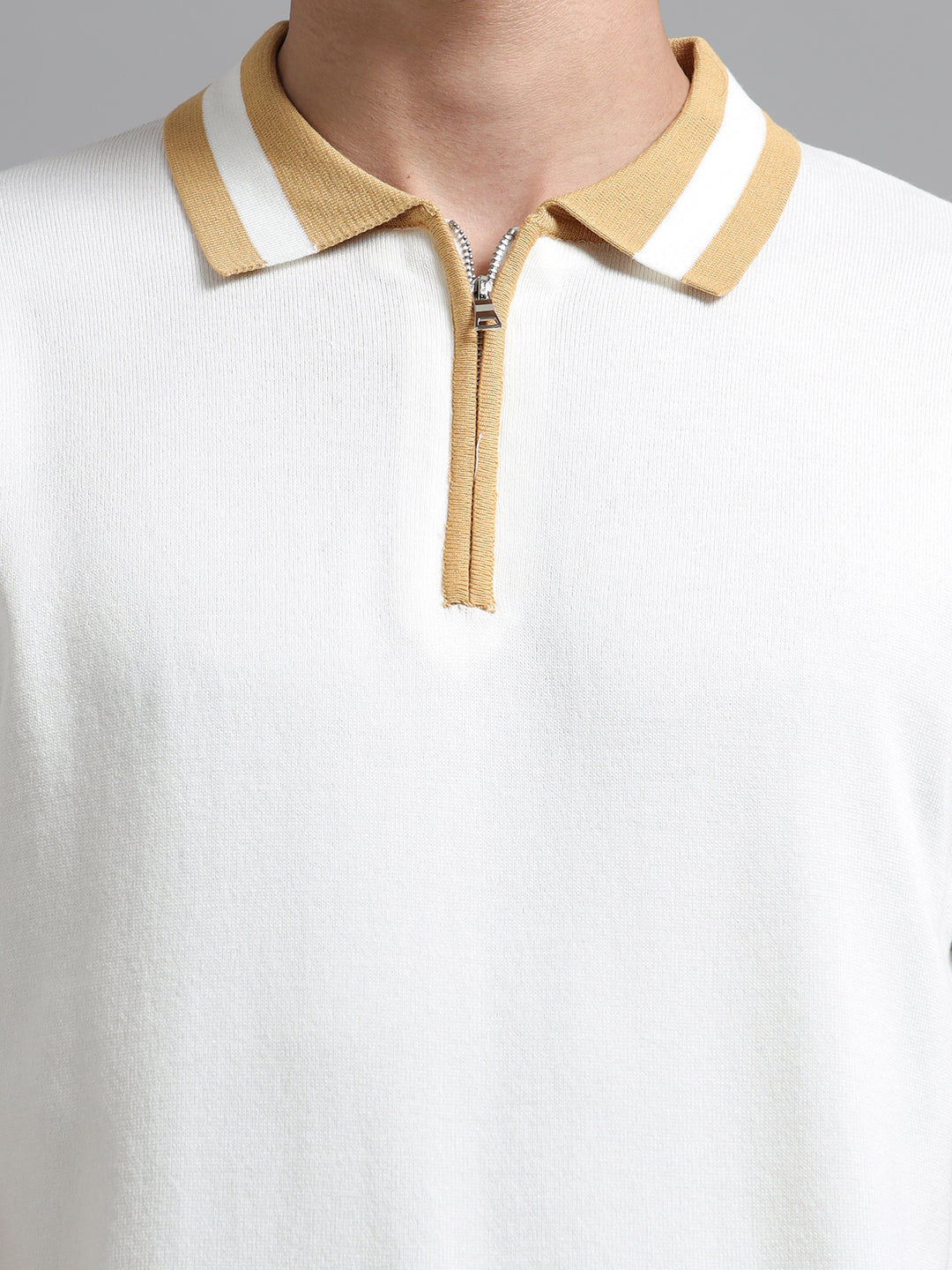 Premium Knitted Polo T-Shirt - Beige