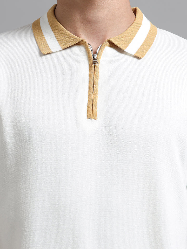 Premium Knitted Polo T-Shirt - Beige