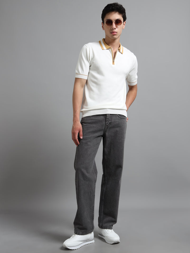 Premium Knitted Polo T-Shirt - Beige