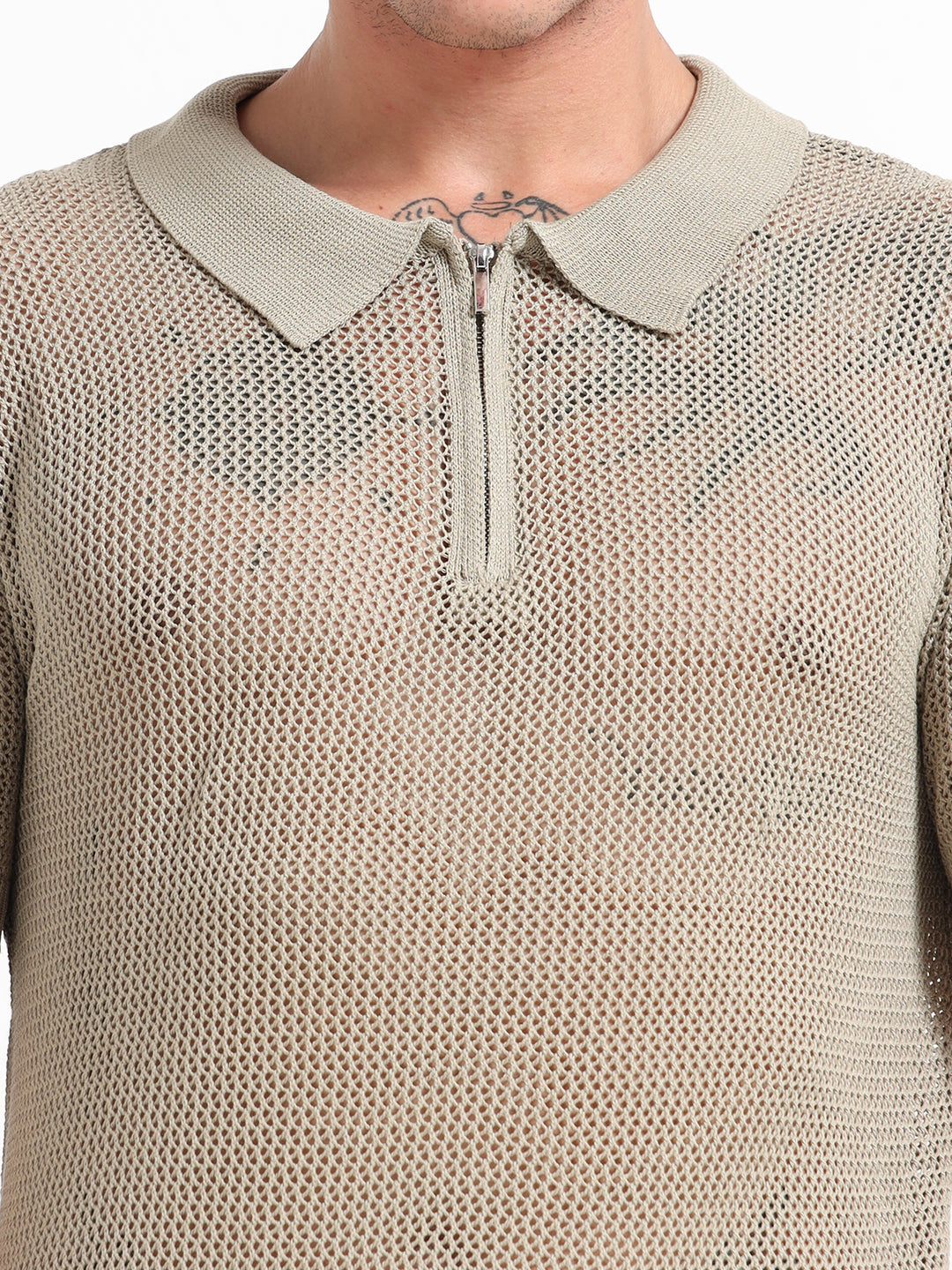 Premium Breathable Knitted Mesh Polo - Camel