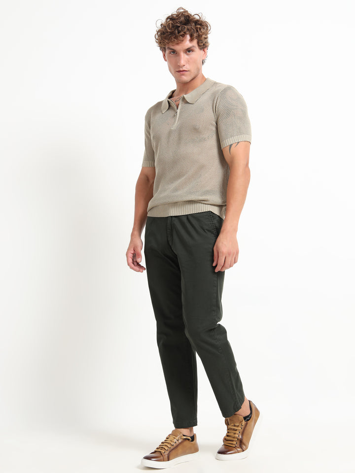 Premium Breathable Knitted Mesh Polo - Camel