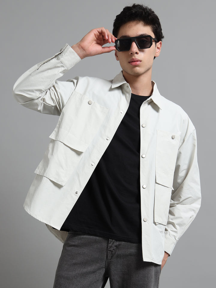 Heavyweight Utility Shirt with Cargo Pockets - Gray