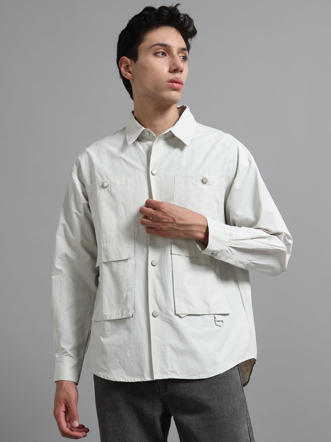 Heavyweight Utility Shirt with Cargo Pockets - Gray
