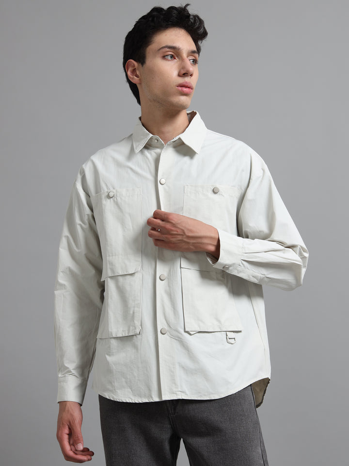 Heavyweight Utility Shirt with Cargo Pockets - Gray