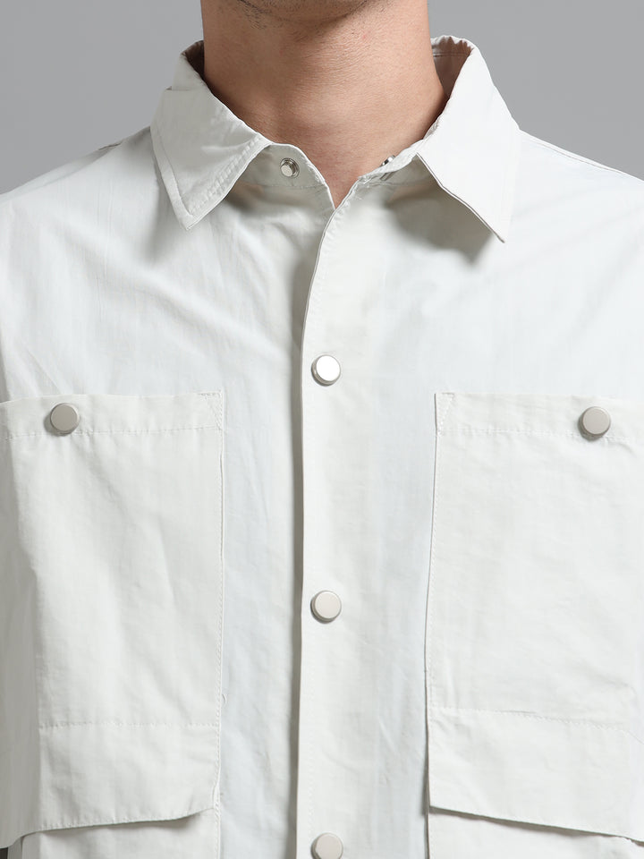 Heavyweight Utility Shirt with Cargo Pockets - Gray