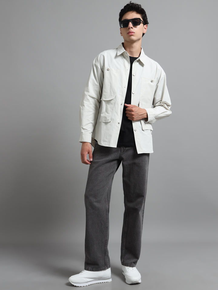 Heavyweight Utility Shirt with Cargo Pockets - Gray