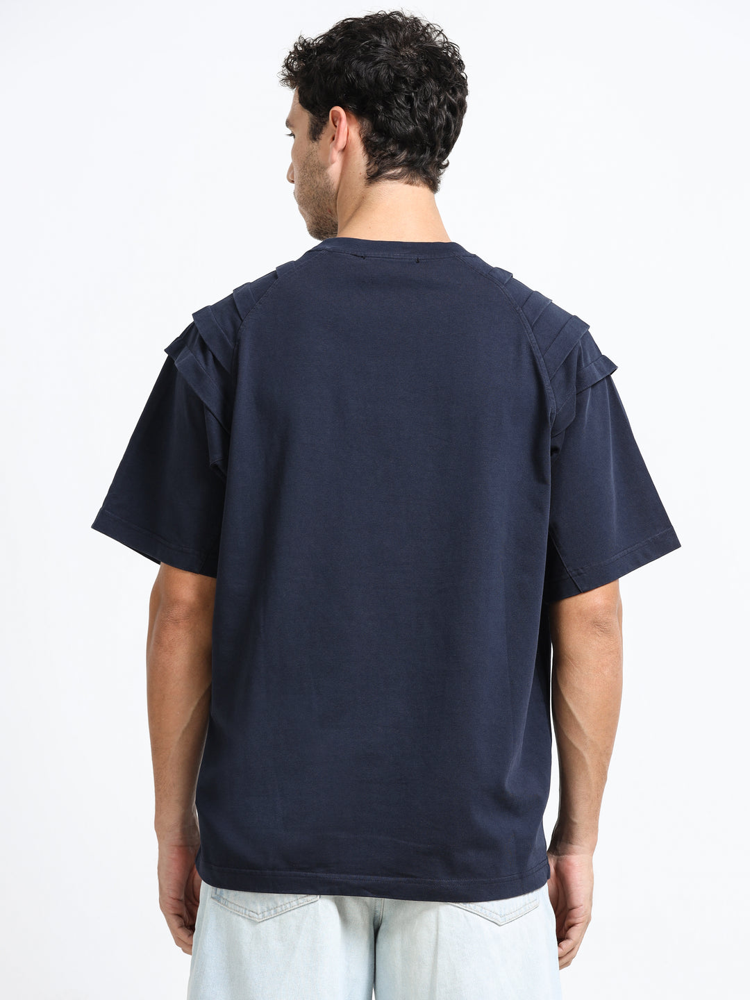Layered Shoulder Navy T-Shirt
