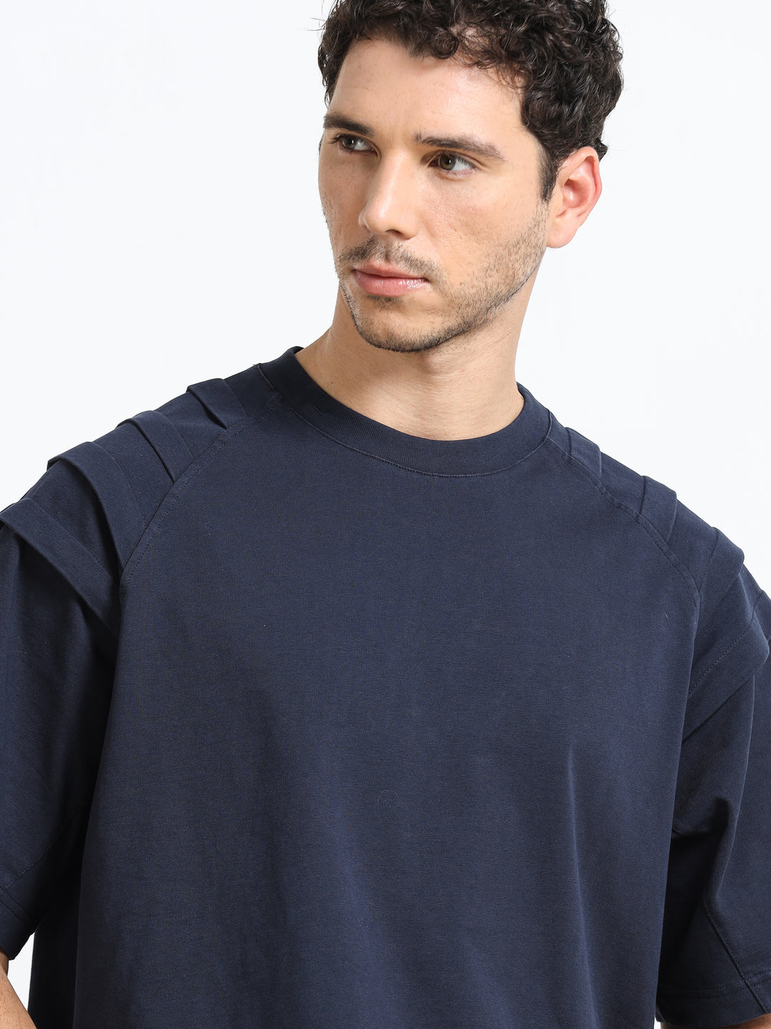 Layered Shoulder Navy T-Shirt