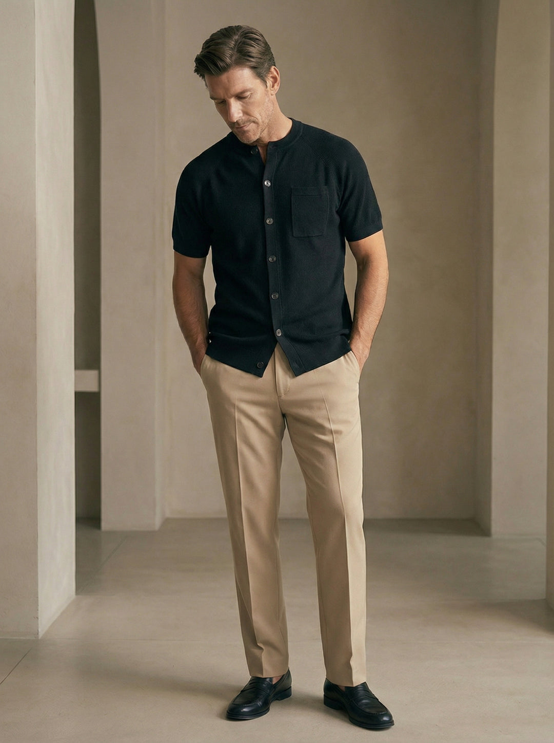 Valmere Knit Button Polo – Navy