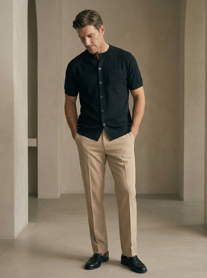 Valmere Knit Button Polo – Navy