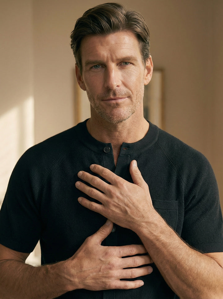 Valmere Knit Button Polo – Navy