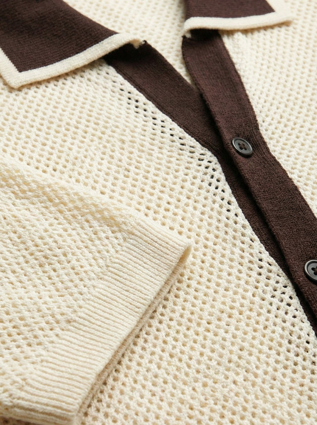 Monaco Knit Polo – Cream/Brown