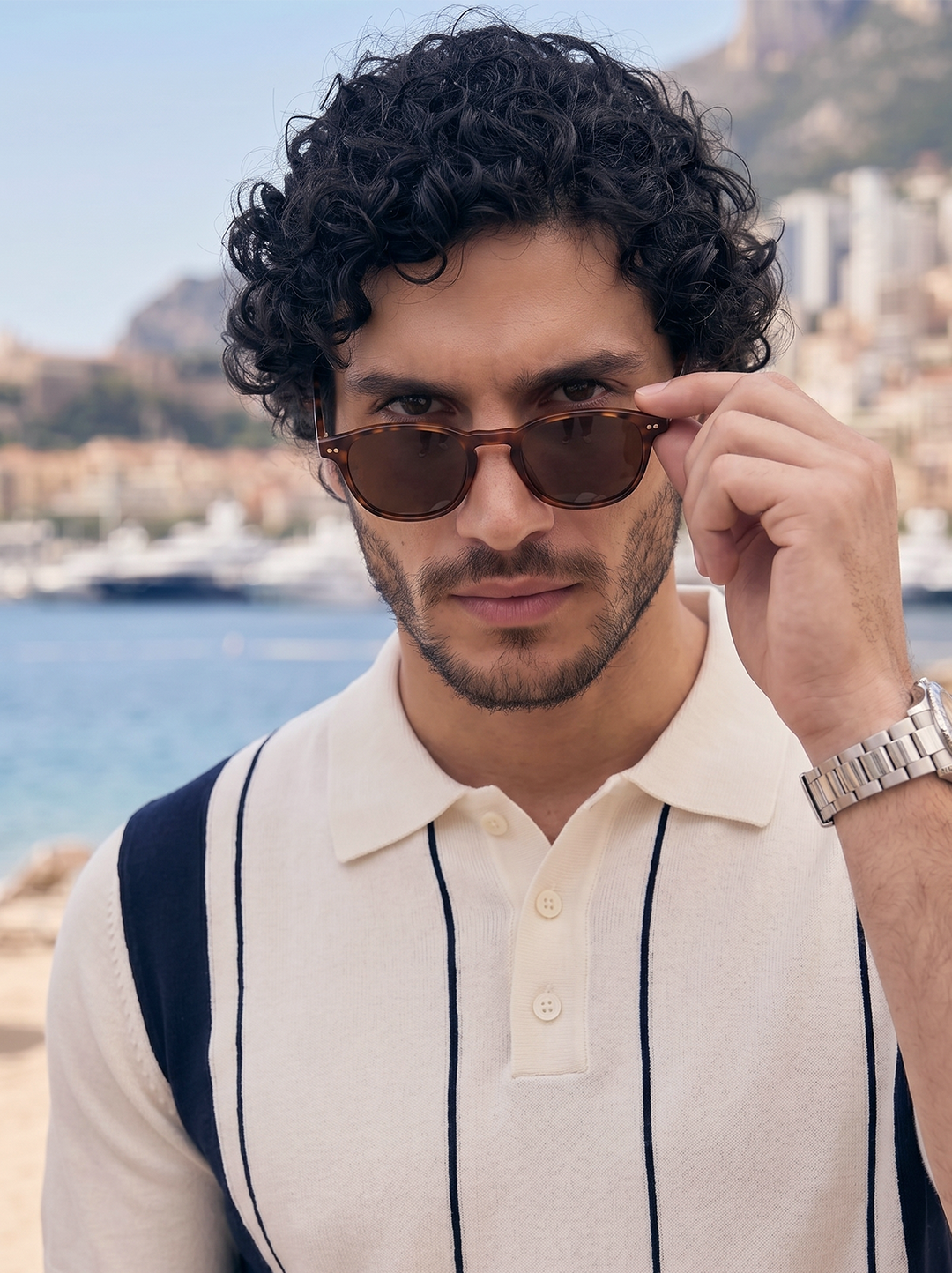 Navarro Knit Polo – Ivory Riviera
