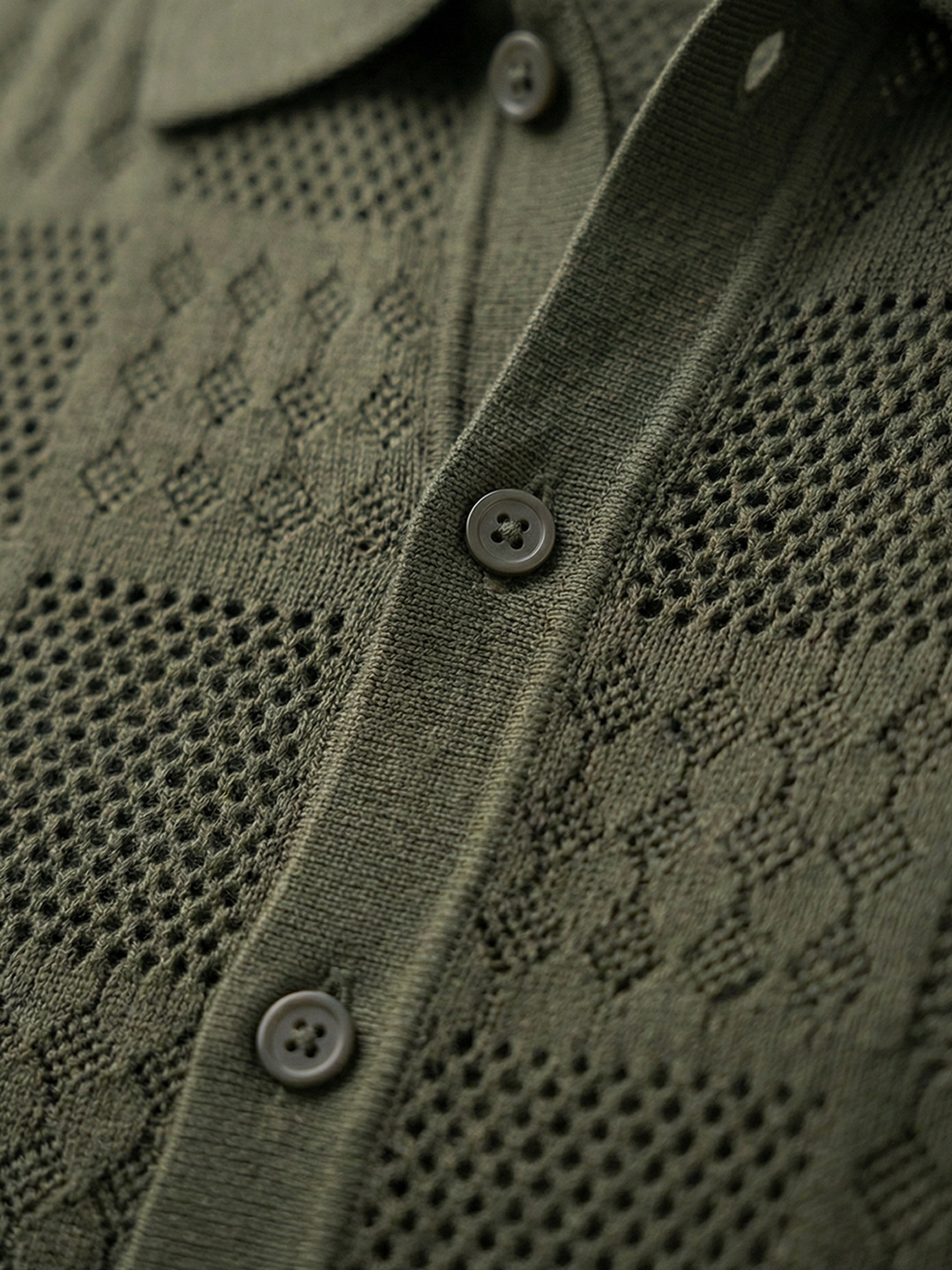 Arvello Textured Knit Polo – Olive